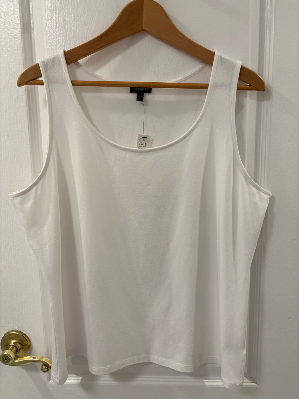 NWT Talbots Petite Pima Modal Stretch White Scoop Neck Tank Layering